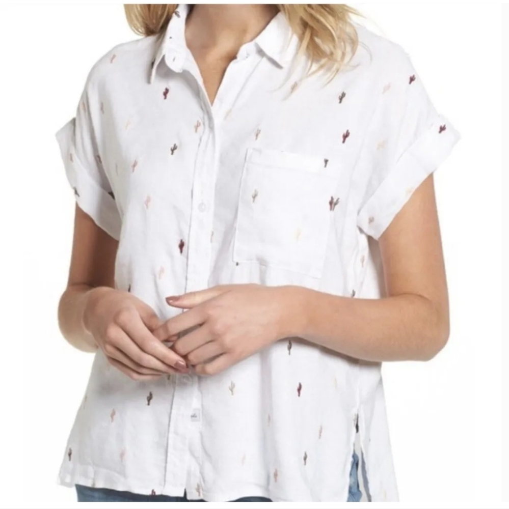 Rails Short Sleeve Button Down Cactus Print - image 1